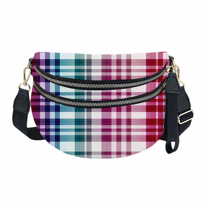 The Roni Nylon Crossbody - Plaid Ombre White