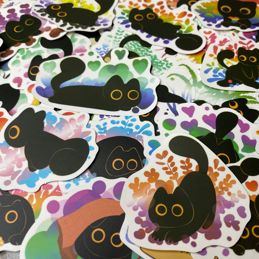 Stickers - Black Cats Colorful Splatter