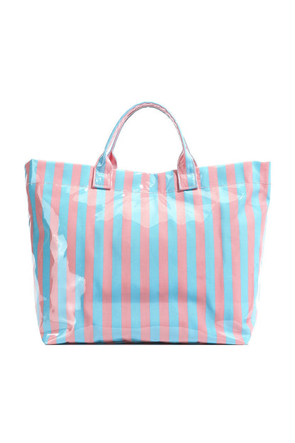 Glossy Striped Large Tote Bag FB