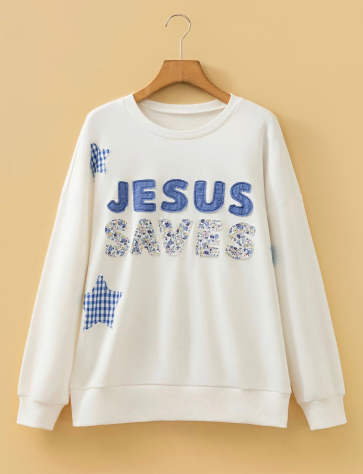 Patchwork Jesus Saves Baggy Sweatshirt