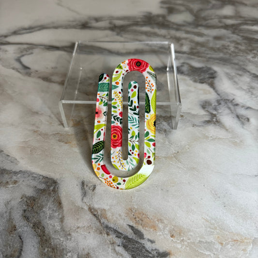 Jumbo Paperclip - White Background Floral - PREORDER
