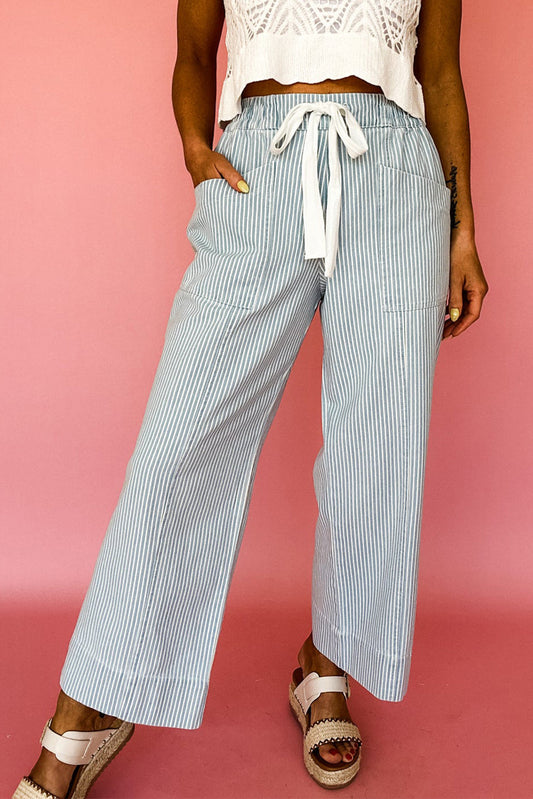 Blue Stripe Drawstring Jeans FB