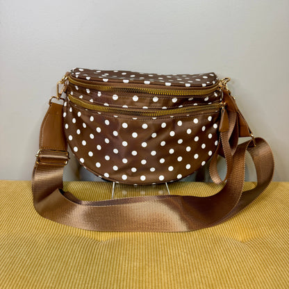 The Roni Nylon Crossbody - Chocolate Polkadot