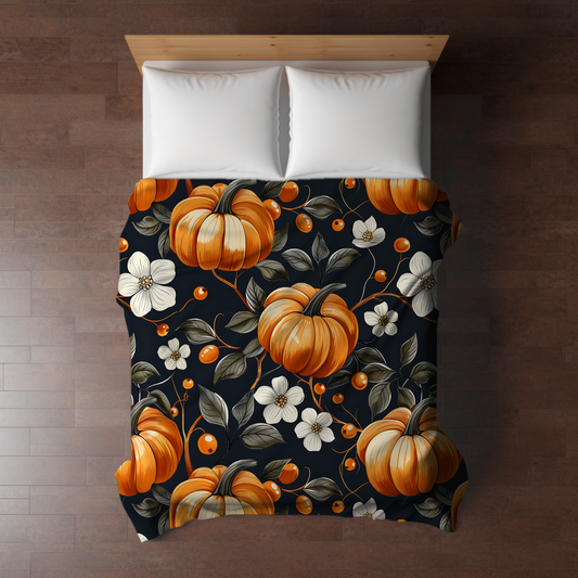 Blanket - Halloween - Pumpkin Floral Vines - PREORDER