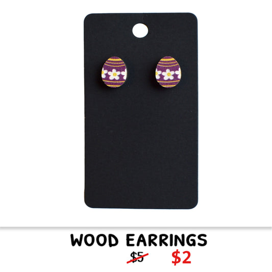 WOOD EGG EARRINGS