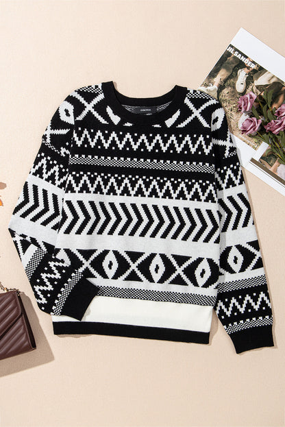 Abstract Print Pullover Sweater October.