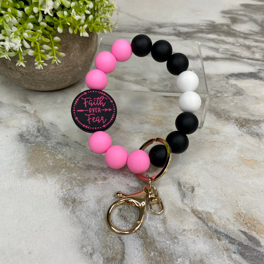 Silicone Bracelet Keychain - Religious, Faith Over Fear #2