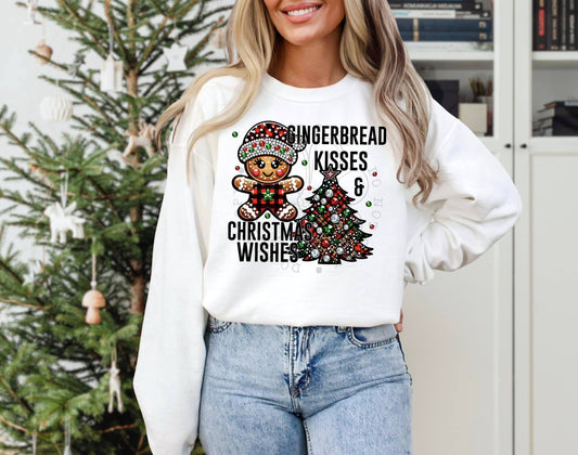 GINGERBREAD KISSES CHRISTMAS WISHES CREWNECK SWEATSHIRT