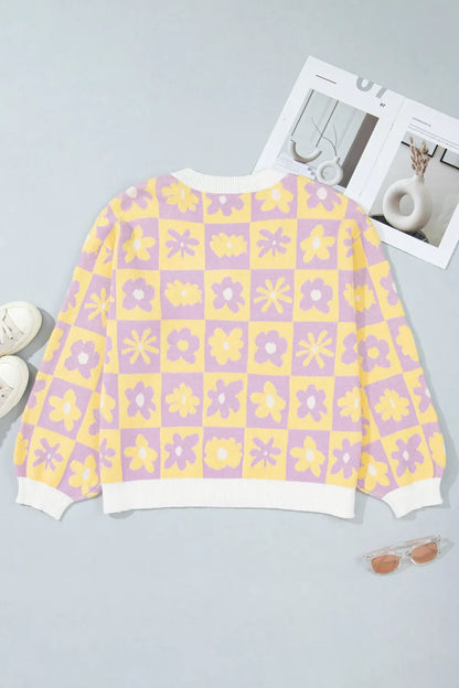 Floral Long Sleeve Plus Size Sweater