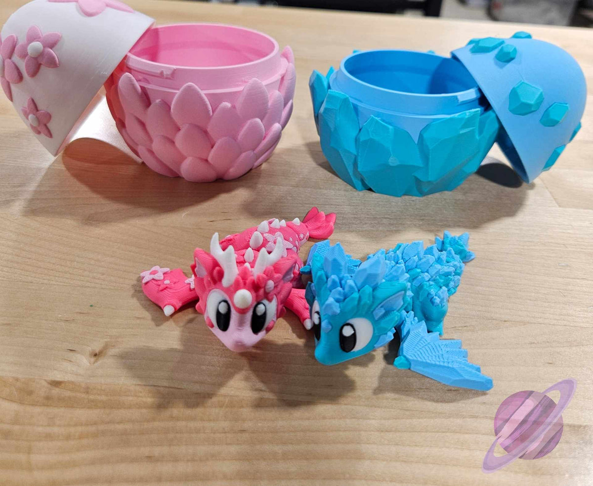 3D PRINTED BLUE CRYSTAL DRAGON AND EGG