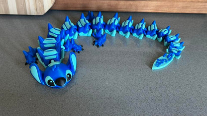3D PRINTED BLUE ALIEN ARTICULATED DRAGON