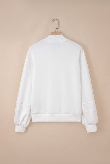 White Zip Up Knit Puff Jacket October.