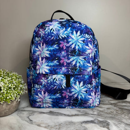 Mini Backpack - Christmas Blue Purple Snowflake