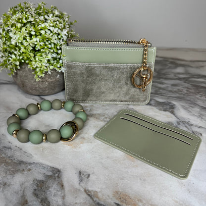 Denim Suede Bracelet Keychain & Card Holder Wallet - PREORDER