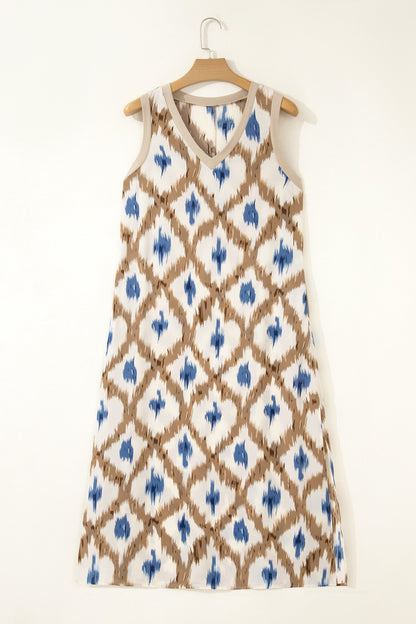 Khaki Boho Abstract Dress