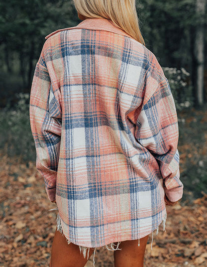 Light Pink Plaid Shacket RTS
