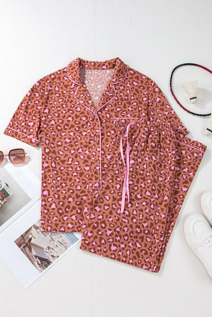 Brown Leopard Print Pajama Set FB