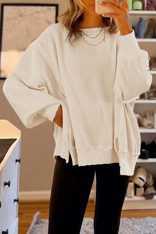 Waffle Knit Oversized Top FB