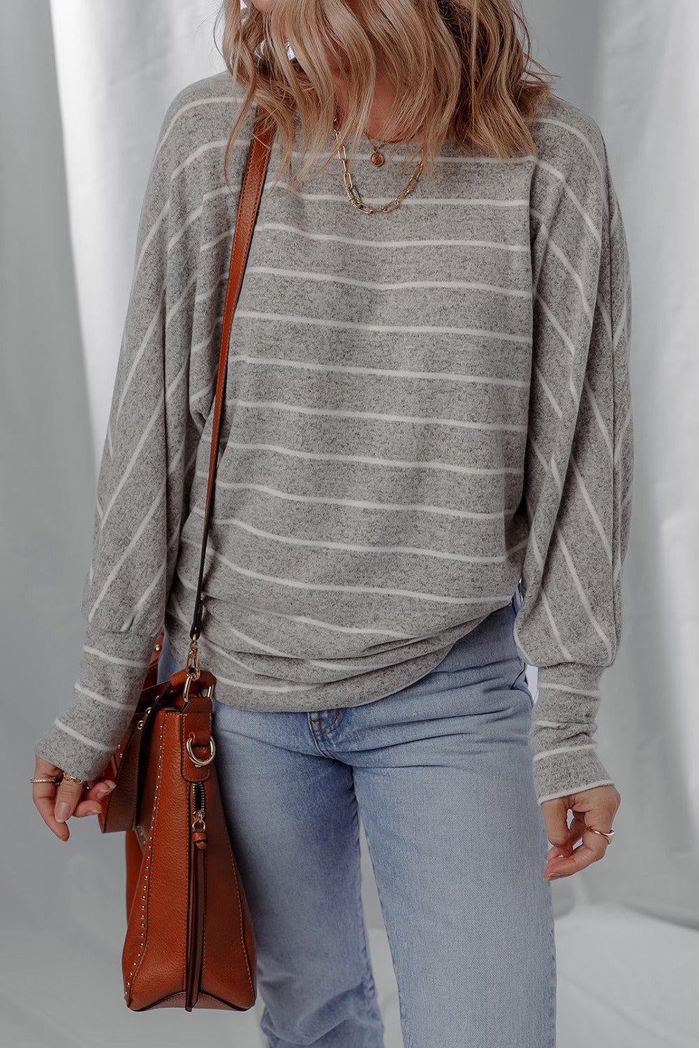 Gray Stripe Dolman Sweater RTS
