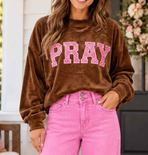 Coffee Pray Embroidery Sweatshirt