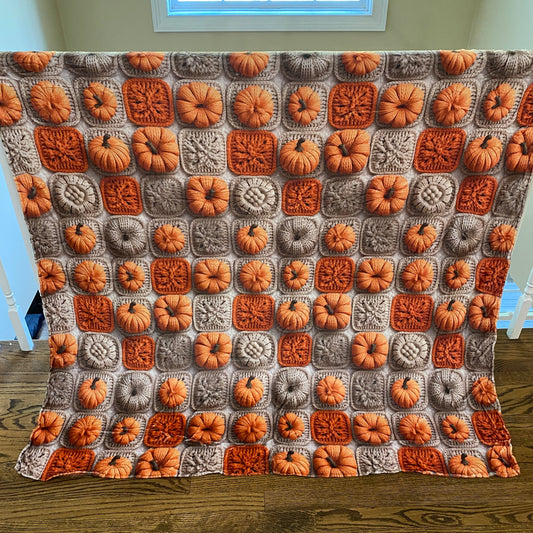 Blanket - Halloween - Knit Pumpkins - PREORDER