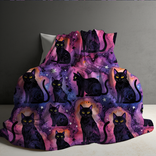 Blanket - Halloween - Black Cat Galaxy - PREORDER