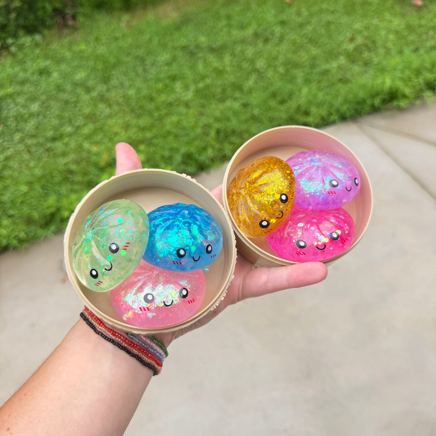 Squishy Toy - Mini Dumpling, Slow Rise Glitter - 3 PACK!