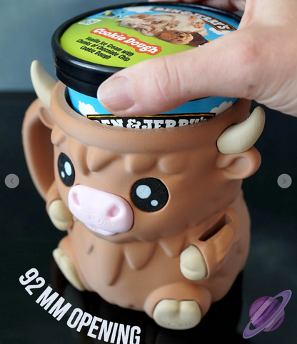 HIGHLAND COW- 3D PRINTED ICE CREAM PINT HOLDER
