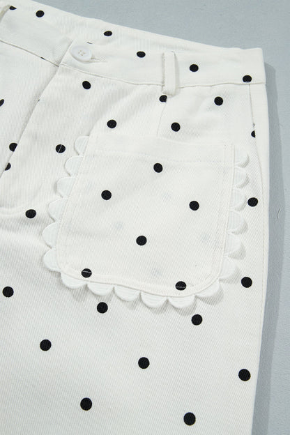 Polka Dot Scalloped Jeans