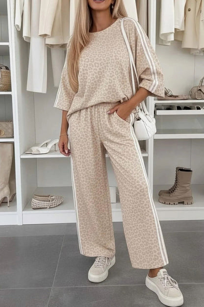 Leopard Varsity Stripe Pant Set