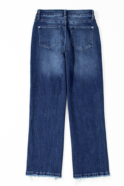 Dark Wash Raw Hem Jeans RTS