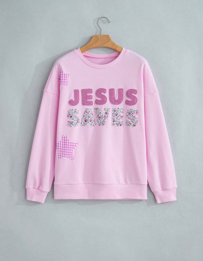 Patchwork Jesus Saves Baggy Sweatshirt