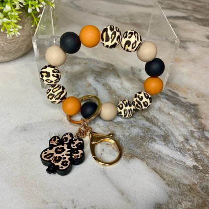 Silicone Bracelet Keychain - Dog Paw Animal Print #1