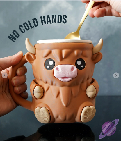 HIGHLAND COW- 3D PRINTED ICE CREAM PINT HOLDER