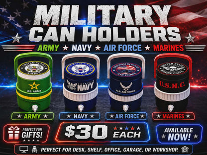 MILITARY BRANCH-3D PRINTED CUSTOM 12 OUNCE CAN HOLDERS