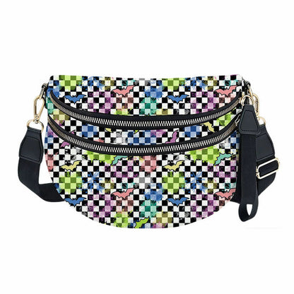 The Roni Nylon Crossbody - Rainbow Bat Checker