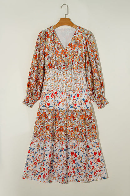 Khaki Floral Ruffled Midi August.