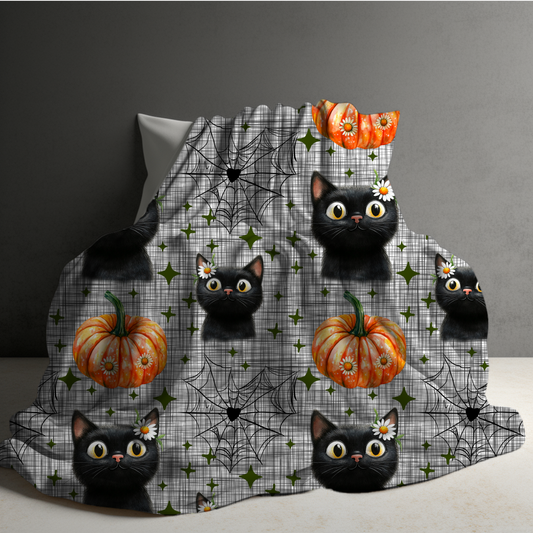 Blanket - Halloween - Black Cat Web Daisy - PREORDER
