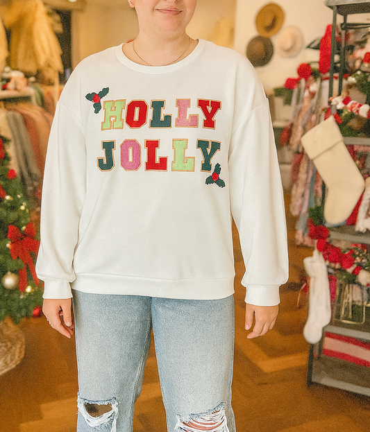 Holly Jolly Embroidered Pullover FB