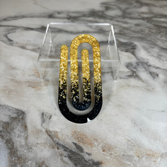 Jumbo Paperclip - Black & Gold Glitter - PREORDER