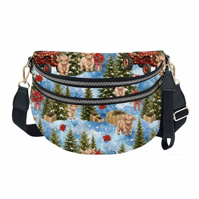 The Roni Nylon Crossbody - Christmas Winter Highland Cow