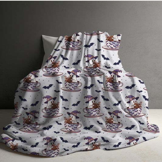 Blanket - Halloween - Reading Book Ghost Teacup - PREORDER