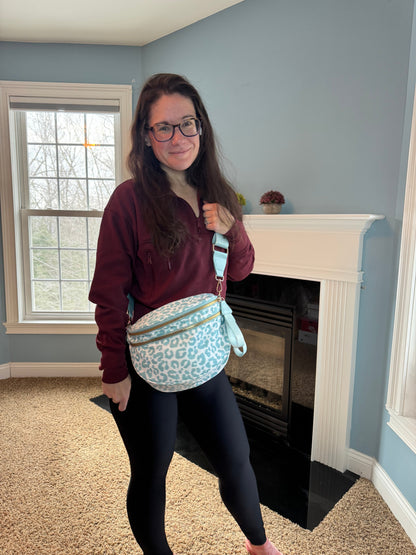 The Roni Nylon Crossbody - Animal Print Aqua