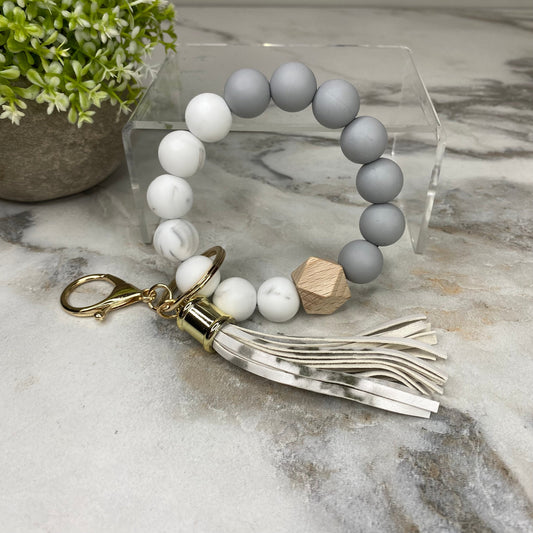 Silicone Bracelet Keychain - Grey