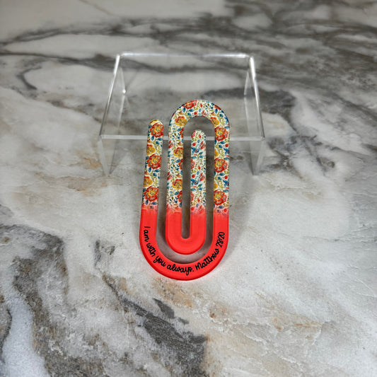 Jumbo Paperclip - Coral Religious Floral