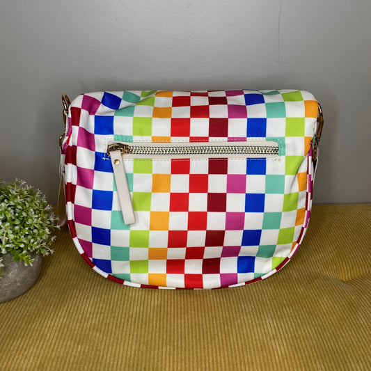 Roni - Nylon Crossbody - Colorful Checkered on White
