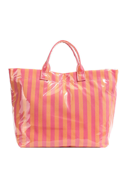 Glossy Striped Large Tote Bag FB