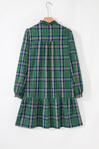 Green Plaid Frilly Dress RTS