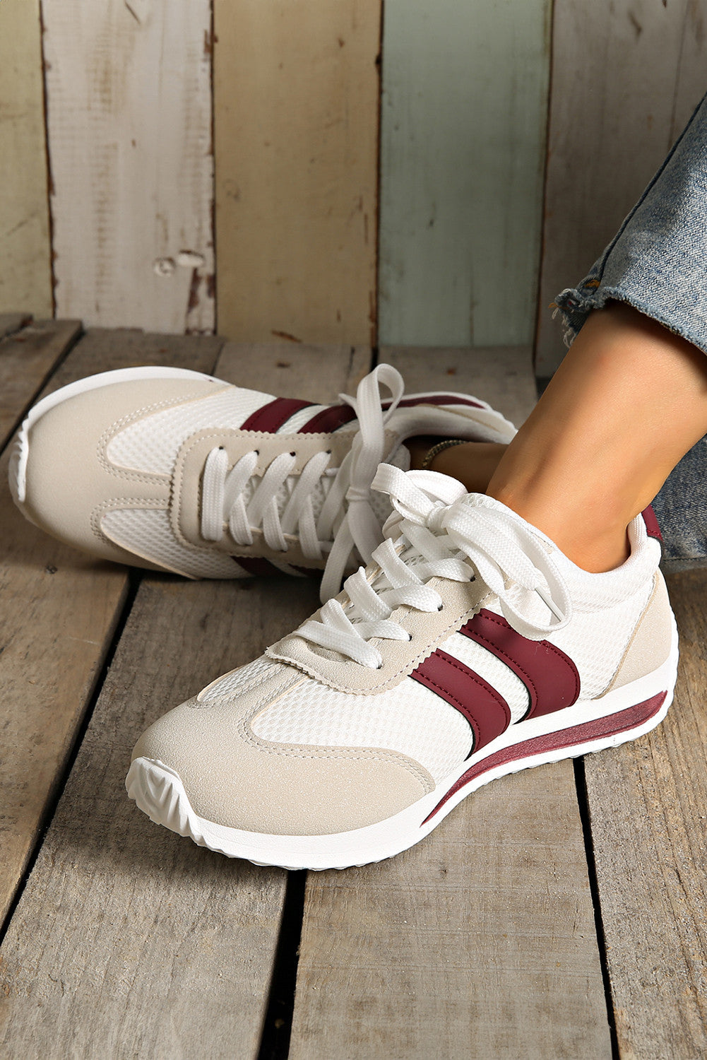 Burgundy Patchwork Sneakers FB