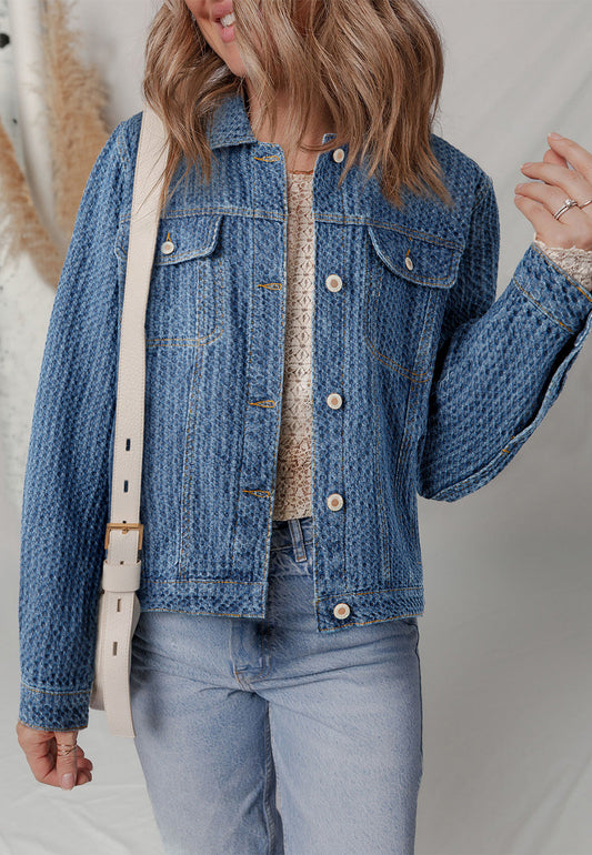 Blue Denim Textured Jacket FB